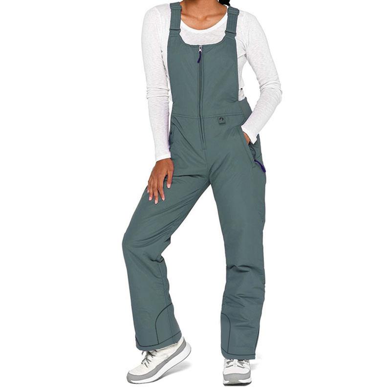 Women's Insulated Waterproof Ski Bib Overalls Winter Snowboarding Pants Overalls Adjustable Shoulder Strap Jumpsuit