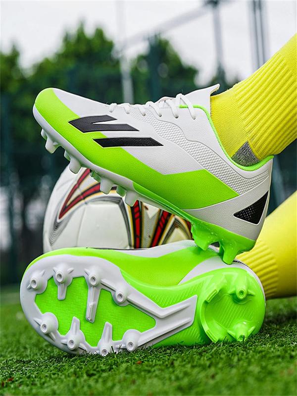 Men's Colorblock Lace Up Soccer Shoes, Casual Comfortable Breathable High Top Football Shoes, Football Cleats for All Seasons