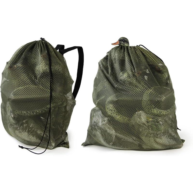 Mesh Decoy Bags, Green Camo Duck Decoy Bag for Goose Turkey Waterfowl Pigeon, Light Weight Carrying Storage Backpack for Hunting