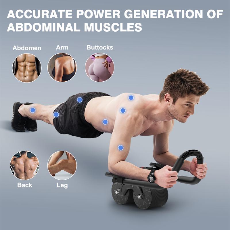 Abdominal Exercise Machine Ab Roller Wheel with Elbow Support Automatic Rebound Abdominal Wheel Abs Workout Equipment Ab Wheel Roller for Core Workout