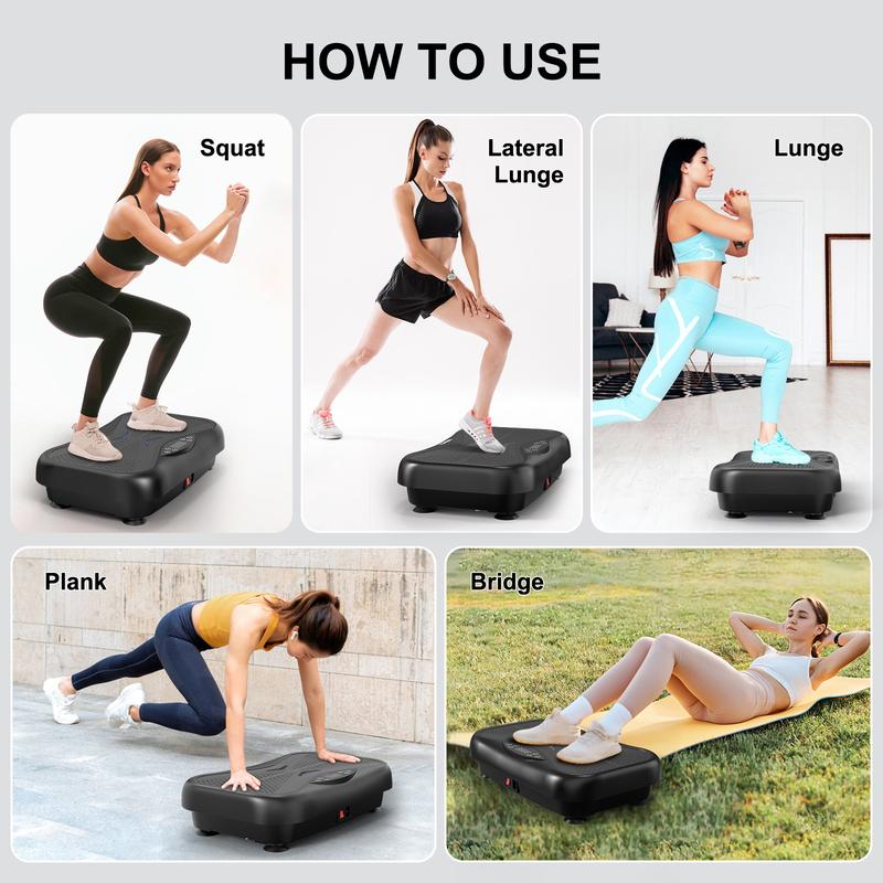 RELIFE REBUILD YOUR LIFE Vibration Plate with 6 Lighting Effects Fitness Vibration Platform Exercise Machine with Loop Bands for Whole Body Workout