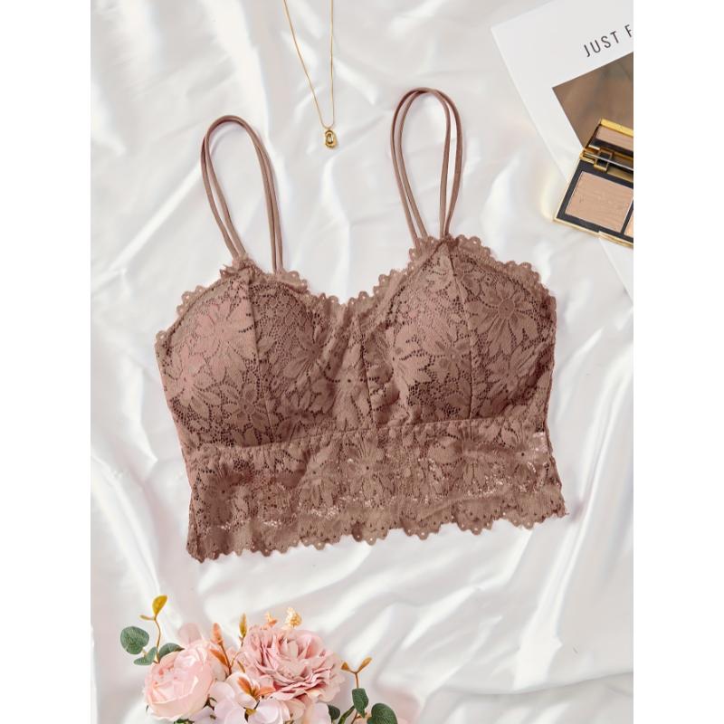 Sexy Floral Lace Cami Bra - Everyday Bras with Push-Up Support, Comfortable Wireless Design, Soft Lingerie for Women, Perfect Underwear for Daily Wear