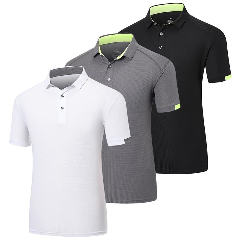 3 Pack Men's Polo Shirts Short Sleeve Breathable Golf Polo Shirts Men's Running Sports T-Shirts