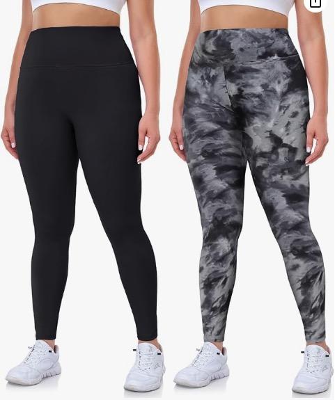 OLENNZ 2 pack Plus Size Leggings for Women Stretchy X-Large-4X High Waist Super Soft Workout Yoga Pants