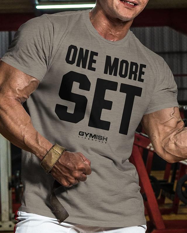 018. One More Set Funny Motivational Workout Gym T-Shirt for Men