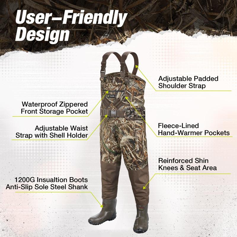 Breathable Hunting Waders Heated 600G 1200G Insulation with Removable Insulated Liner & Battery Pack（Depends on the name of the size））