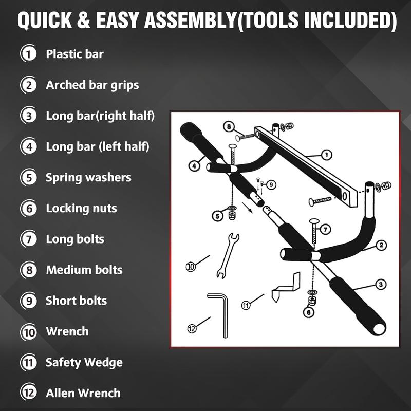 Upgrade Pull Up Bar for Doorway - Multi-Grip Chin Up Bar - Heavy Duty Pull Up Bar