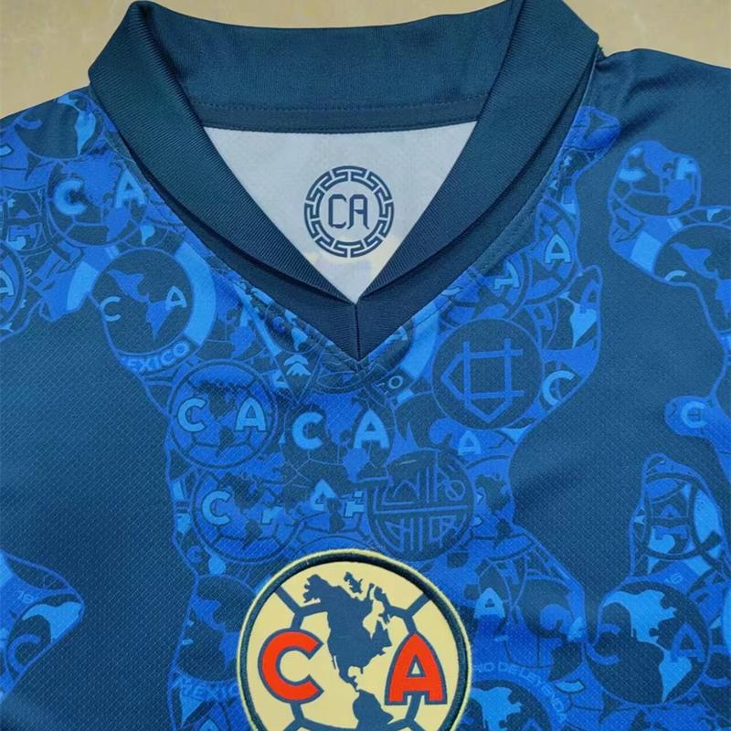 Club América Soccer Jersey Away Blue 24 25 Liga MX D.VALDÉS A.ZENDEJAS K.ÁLVAREZ HENRY FIDALGO Football Shirts Men's Fan Version S-4XL