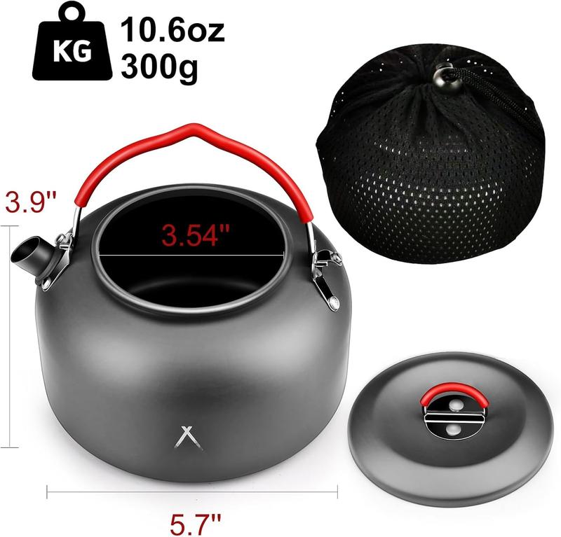 1.4L Kettle Teapot, Portable Camping Coffee Pot, Hard-Anodized Aluminum Camping Kettle, Compact  Kettle for Stove Top, Outdoor, Hiking, Camping, Picnic and Traveling.