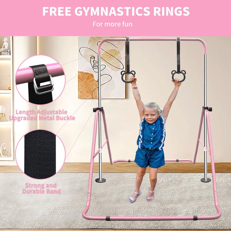 Multi-Functional Adjustable Height Children's Horizontal Gymnastic Bar With Bear Rings