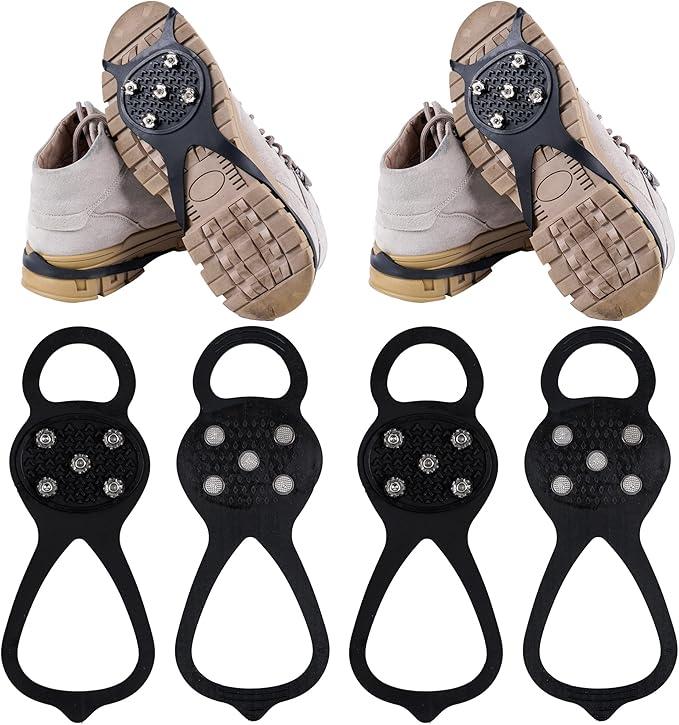 Product discount:2 Pairs Non Slip Gripper Spike Ice Traction Cleats Walk Traction Cleat Ice Snow Grips for Shoes, Boot with 5 Steel Studs Crampons