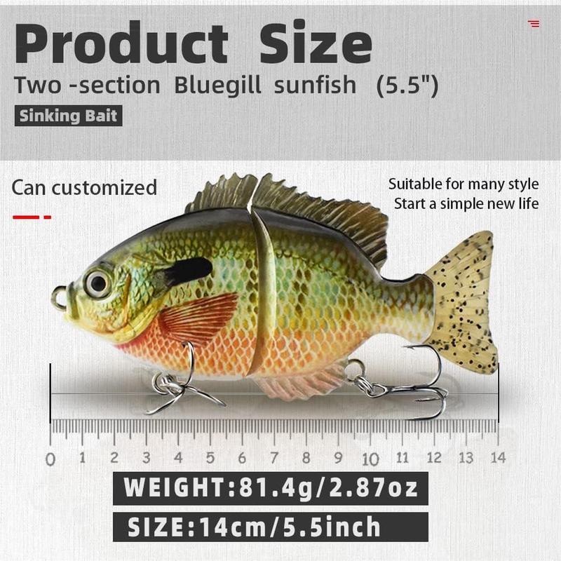 2-sectioned Design Fishing Lure, Lifelike Fishing Bait with Hook, Fishing Accessories for Bass Trout Perch Shad, Simulation Bait Hook