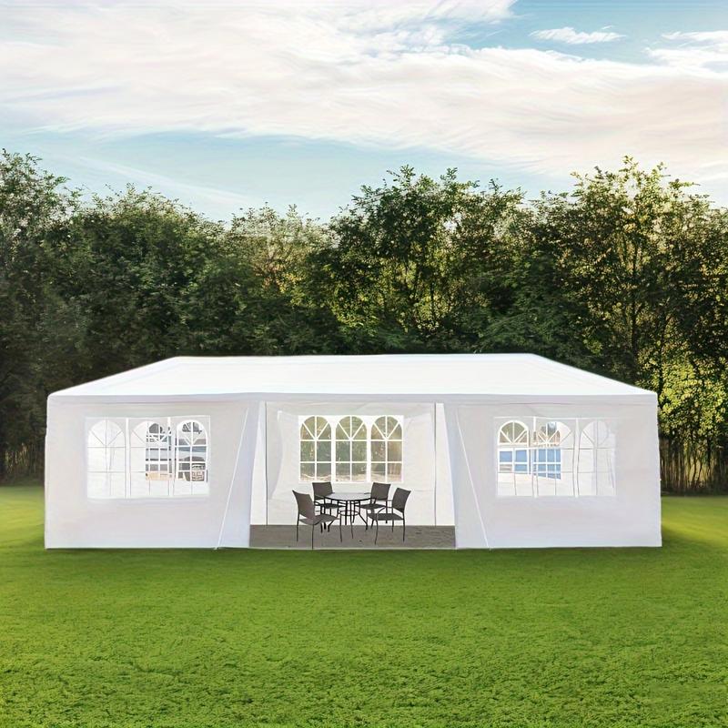 10x30ft Heavy Duty Outdoor Waterproof Canopy Patio Wedding Pavilion Photography Festival Event Party Tent with 7 Removable Side Walls,, White, 40 lbs Strong Iron Frame Material, PE Fabric Spiral Pipe Pergola