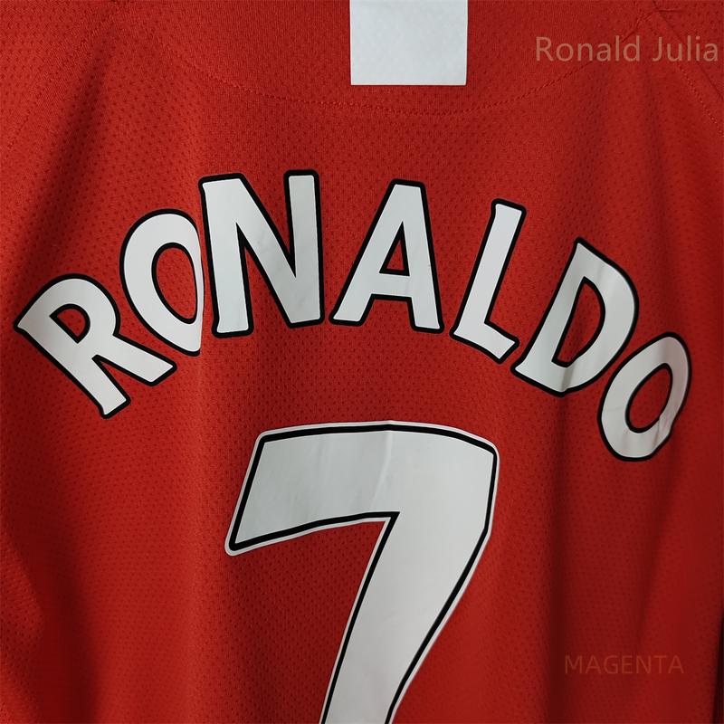 07 08 Retro Ronaldo soccer jersy long sleeve Away red Classic Retro Jersey