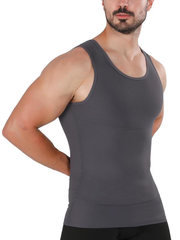 Men's Solid Compression Shapewear Tank Top, High Stretch Tummy Control Shaper, Shapewear Top for Men, Athletic Tops, Gym Clothes, 90s Clothes, Fall Clothes