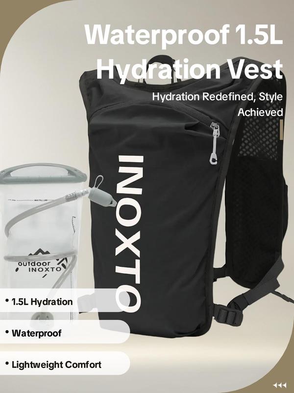 Sporty Unisex's Letter Print 1.5l Hydration Vest Backpack, Gym Bag, Waterproof Lightweight Contrast Mesh Sheer Zipper Running Vest Bag, Back-to-school Bag, Sport Bag for Hiking Running Cycling Fishing Pickleball Tennis, Gym Bag, Running Vest