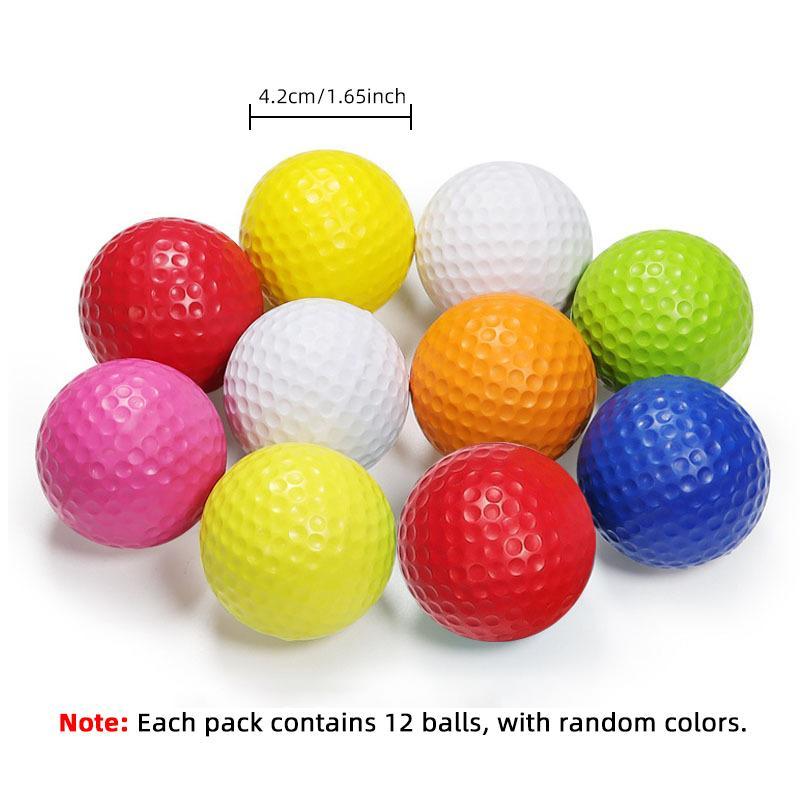 Random Color Foam Golf Practice Ball, 12pcs set Soft Elastic Golf Training Ball for Indoor Outdoor Practice, Golf Accessories