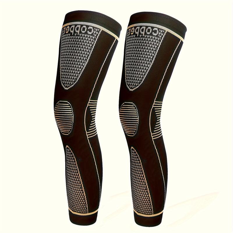 2 Pieces Full Leg Warmer, Long Copper Compression Leg Warmer, Suitable for Basketball, Tennis and Golf Sports