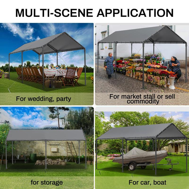 Outdoor Carport 10x20ft Heavy Duty Car Tent, Portable Garage Canopy Storage Shed, Car Shelter, All-Season Tarp Tent for Car, Party patio cover