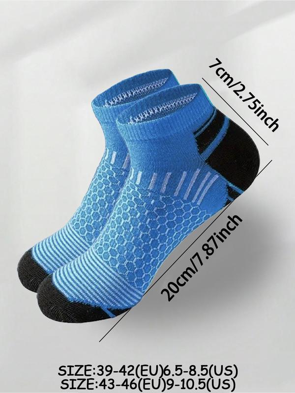 Men's Patchwork Honeycomb Print Ankle Socks, Summer Clothes, Breathable Comfortable Socks for Daily Wear, Athletic Running Socks for Men, Summer Wear 2024