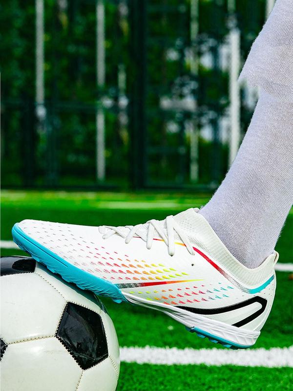 Men's Colorblock No-slip Soccer Shoes, Comfortable Breathable Lace Up Football Shoes for Match Practice, Summer Outfits, Training Shoes for All Seasons