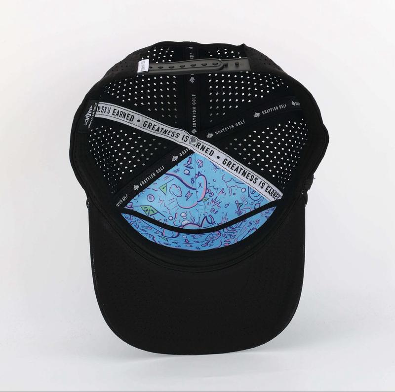 Black Birdie Fest - Sweat Resistant Golf Hat With Tee Holder and Ball Marker Pocket