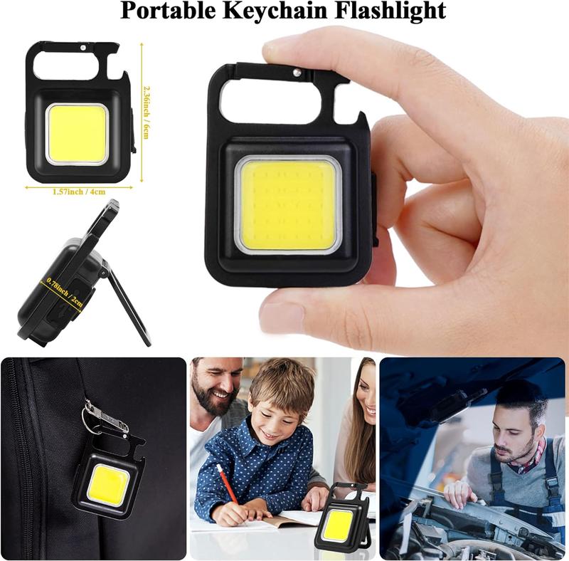 COB Keychain Work Light Mini LED,Camping Lights 800 Lumens Rechargeable Flashlight  Emergency Lamp Mini Torch Keyring Light for Emergency Repair