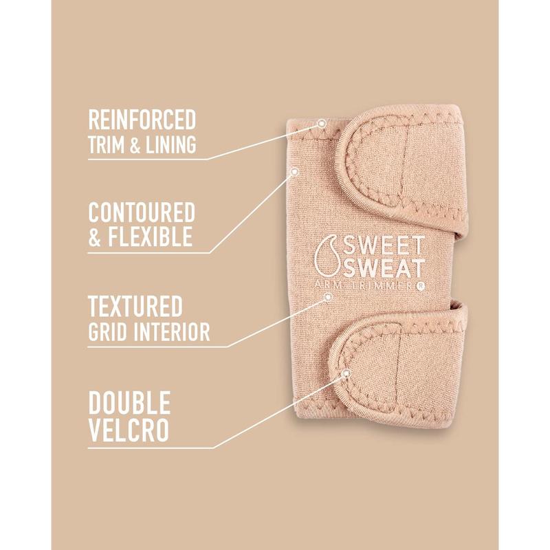 Sweet Sweat Arm Trimmers for Men & Women | Increases Heat & Sweat Production to The Bicep Area | Includes Mesh Carrying Bag (Stone, Large)