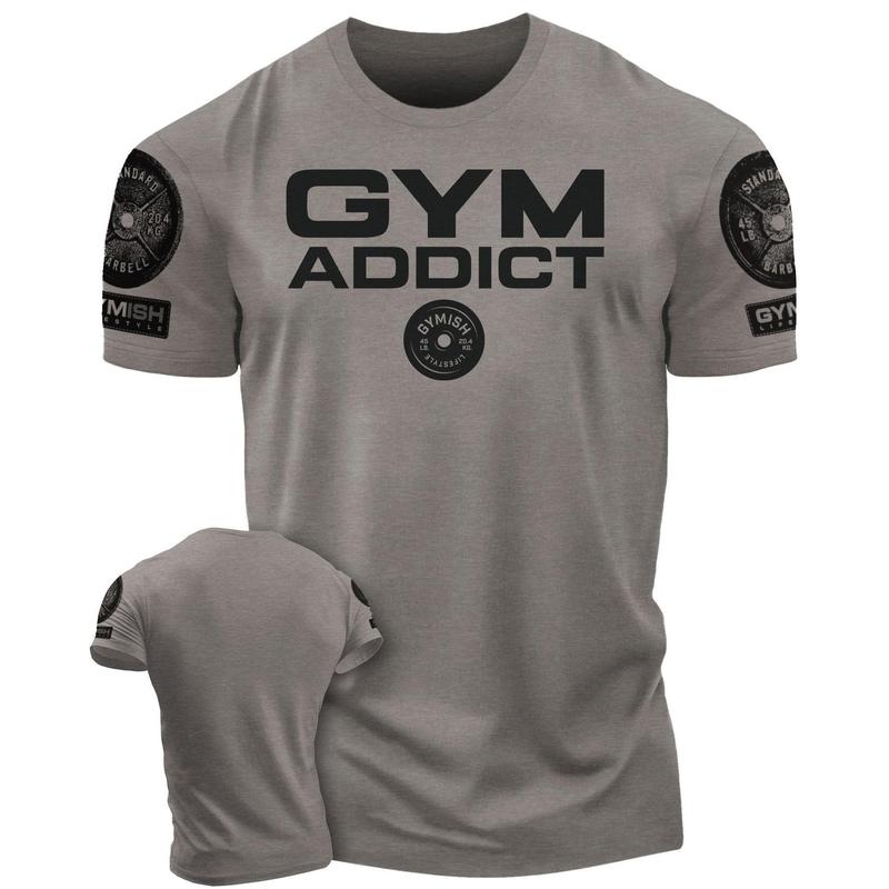 040. GYM-ADDICT Funny Motivational Workout Gym T-Shirt for Men