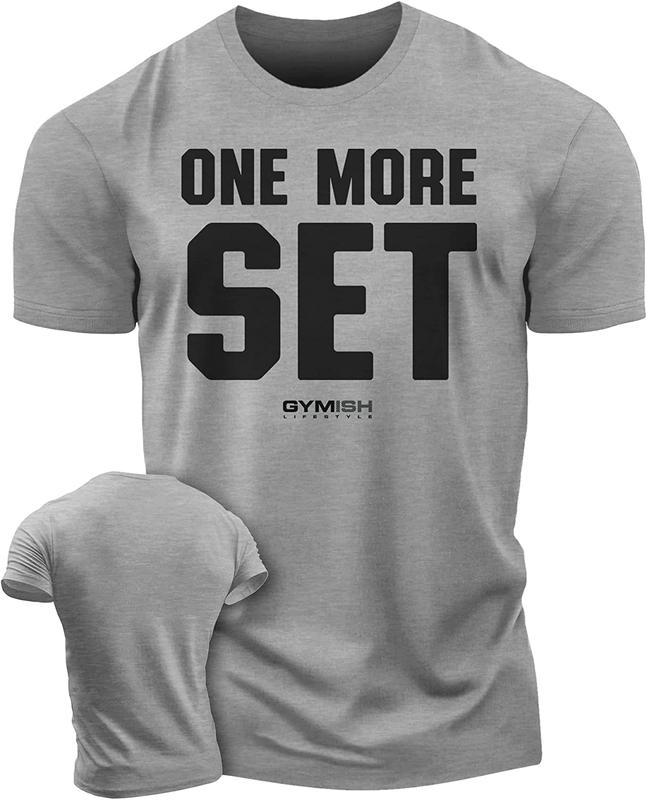 018. One More Set Funny Motivational Workout Gym T-Shirt for Men