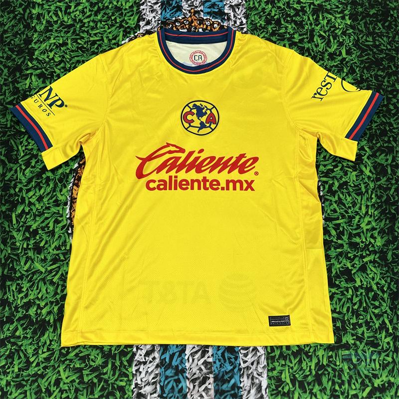 2425 LIGA MX Club America Home Yellow Short Sleeve Soccer Jerseys New Season Quick Dry Sports