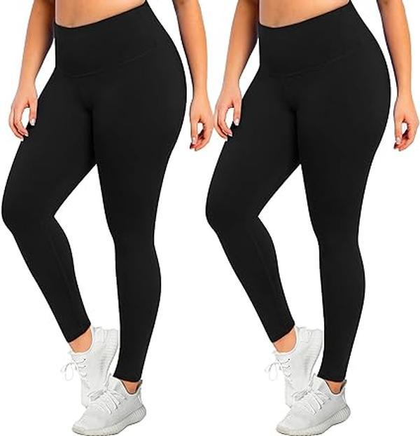 OLENNZ 2 pack Plus Size Leggings for Women Stretchy X-Large-4X High Waist Super Soft Workout Yoga Pants