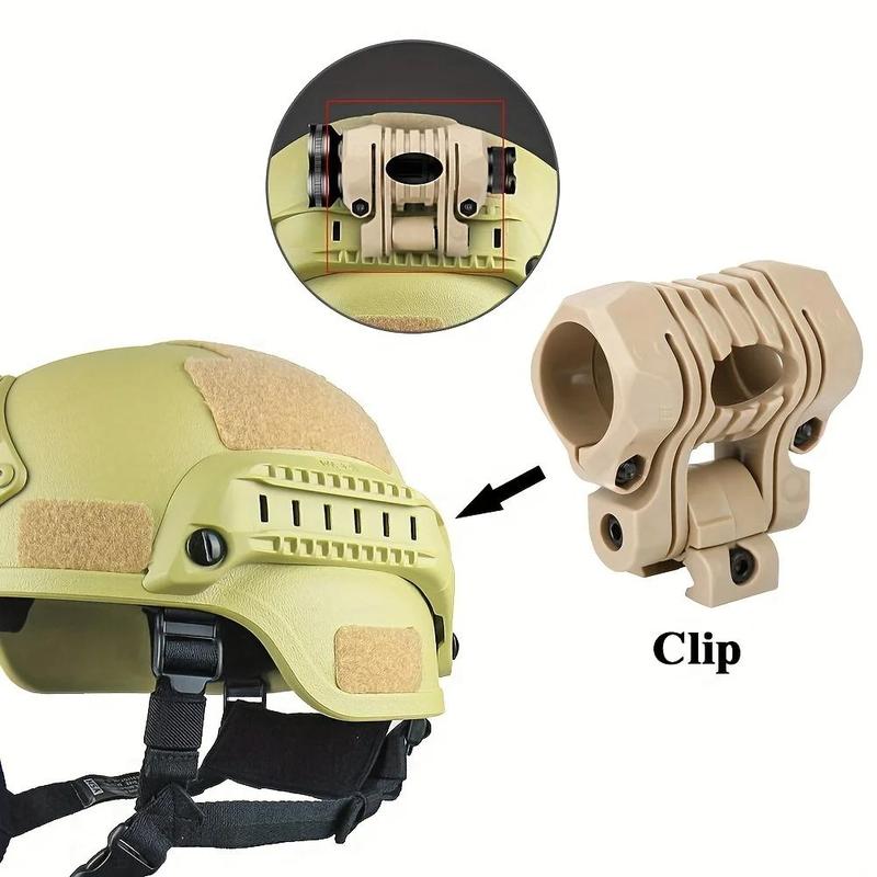 Helmet Flashlight Holder, 1 Set Multi-angle Plastic Light Clamp Mount With Wrench, Side Rail Mount Fast Helmet Accessory