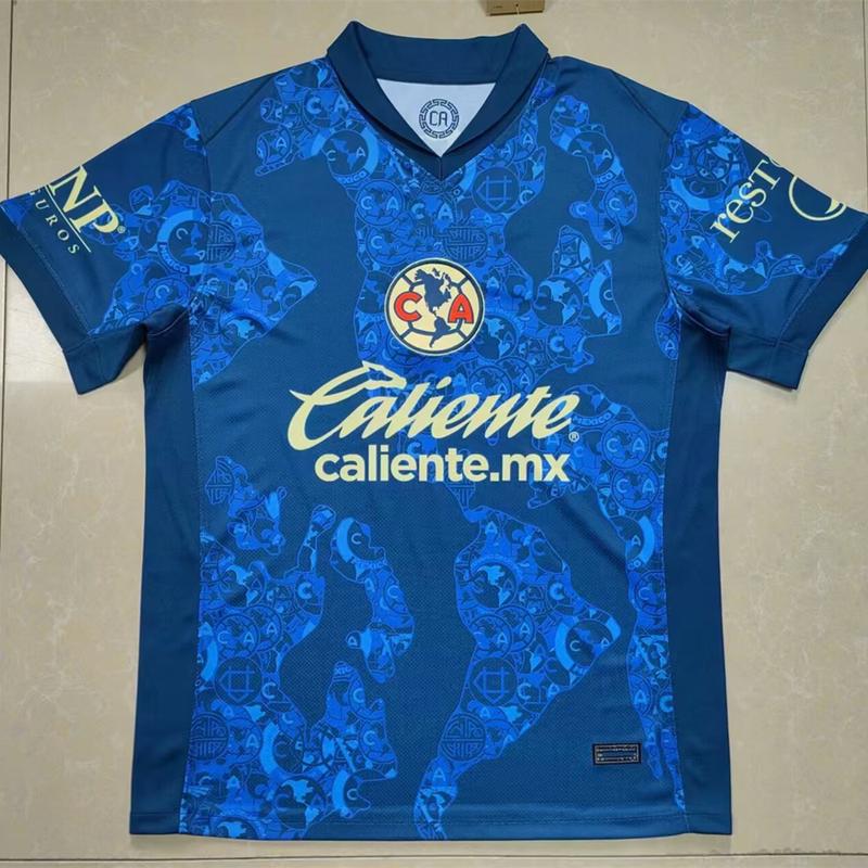 Club América Soccer Jersey Away Blue 24 25 Liga MX D.VALDÉS A.ZENDEJAS K.ÁLVAREZ HENRY FIDALGO Football Shirts Men's Fan Version S-4XL