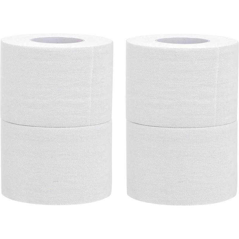 White Athletic Tape (4 Pack), Easy Tear Sports Tape, 1.5 x 24 Feet (8 Yards) Each Roll, Extra Strong, No Sticky Residue