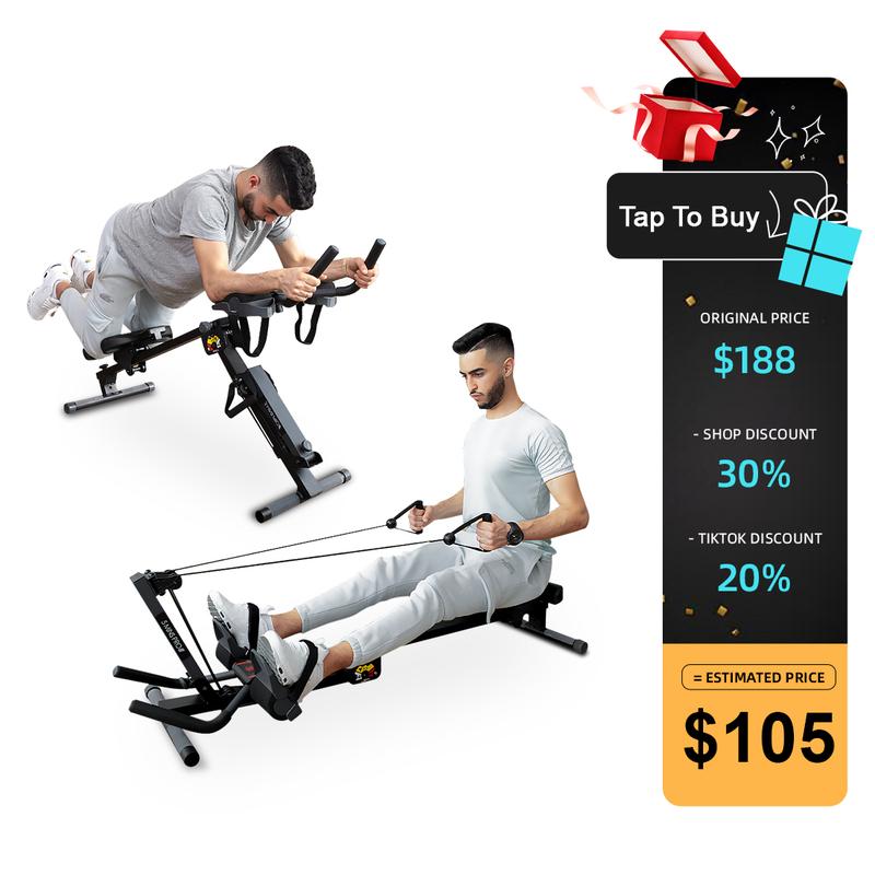 3 in 1 ab Machine, ab coaster workout Equipment combine rowing machine for Home Gym, Height Adjustable ab Trainer, Foldable Fitness Equipment.