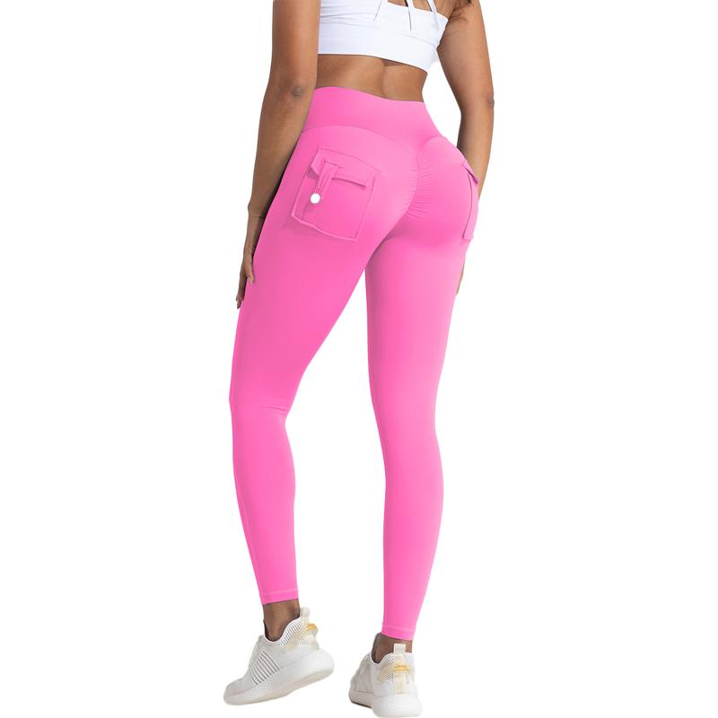 Women's Workout Leggings with Pockets, High Waist and V-Cross Back Butt Lifting for Gym and Yoga