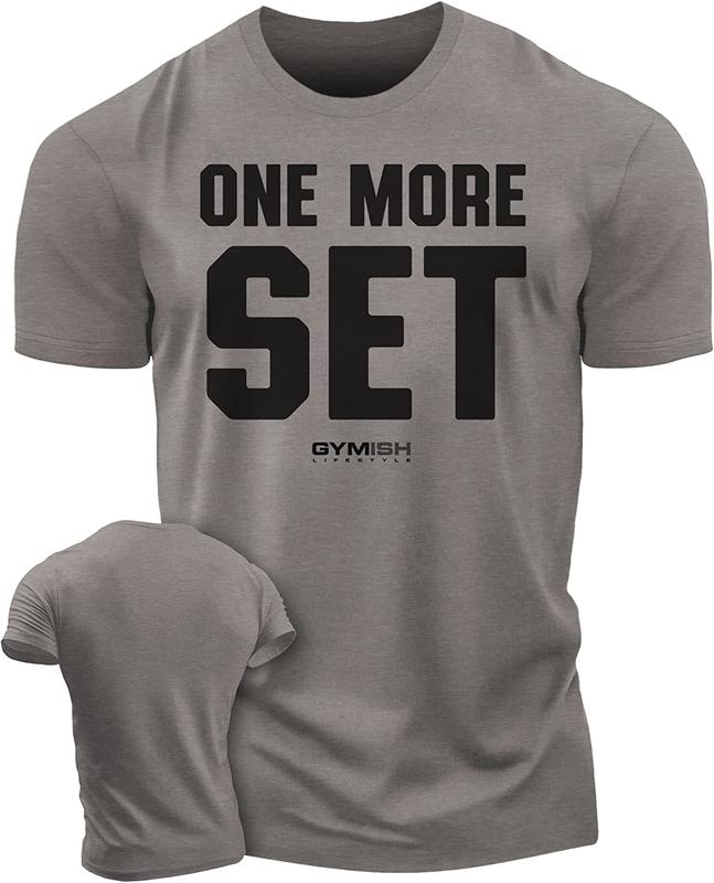 018. One More Set Funny Motivational Workout Gym T-Shirt for Men