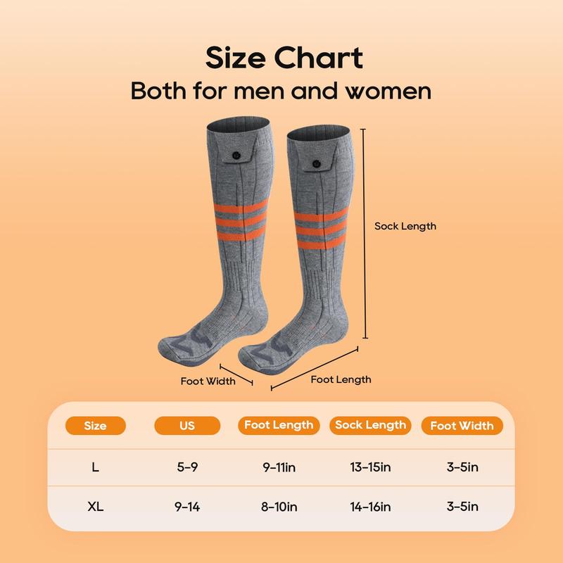 Rechargeable Heated Socks with 5000mAh*2 Batteries for Men and Women, Washable, APP Control Electric Winter Socks for Hiking