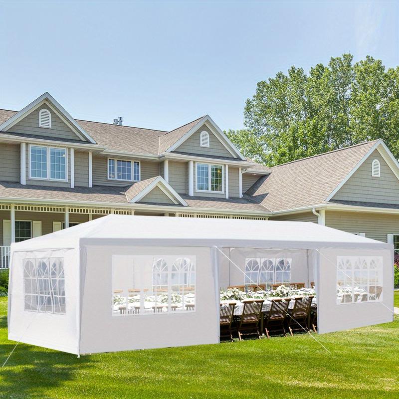 10x30ft Heavy Duty Outdoor Waterproof Canopy Patio Wedding Pavilion Photography Festival Event Party Tent with 7 Removable Side Walls,, White, 40 lbs Strong Iron Frame Material, PE Fabric Spiral Pipe Pergola