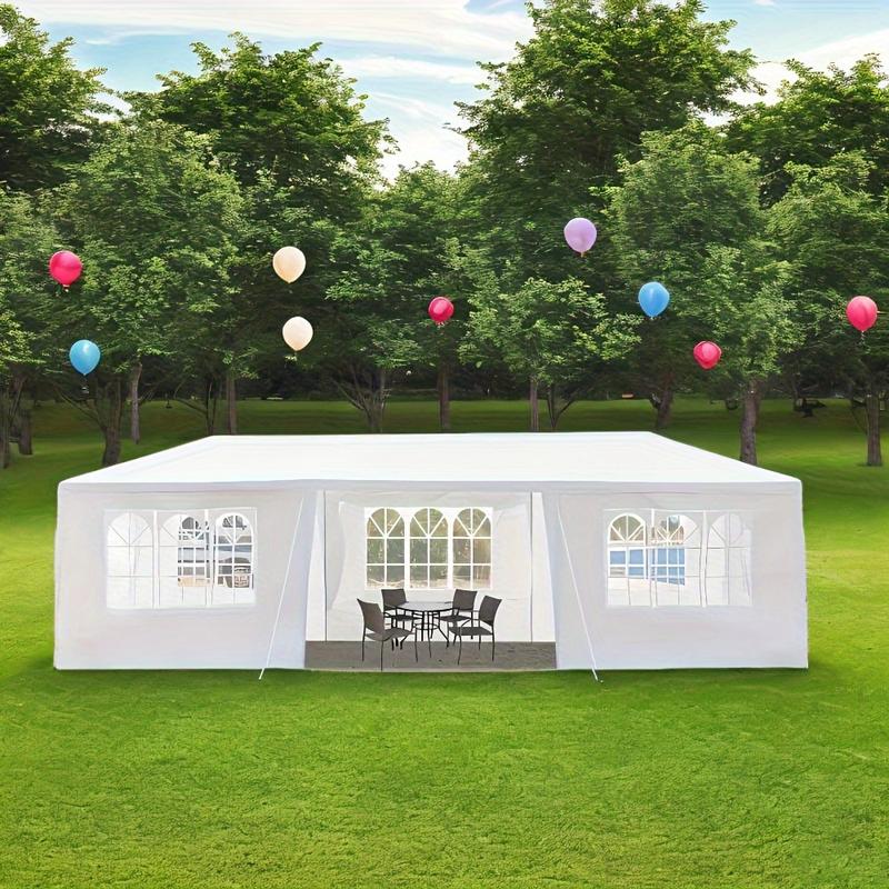 10x30ft Heavy Duty Outdoor Waterproof Canopy Patio Wedding Pavilion Photography Festival Event Party Tent with 7 Removable Side Walls,, White, 40 lbs Strong Iron Frame Material, PE Fabric Spiral Pipe Pergola