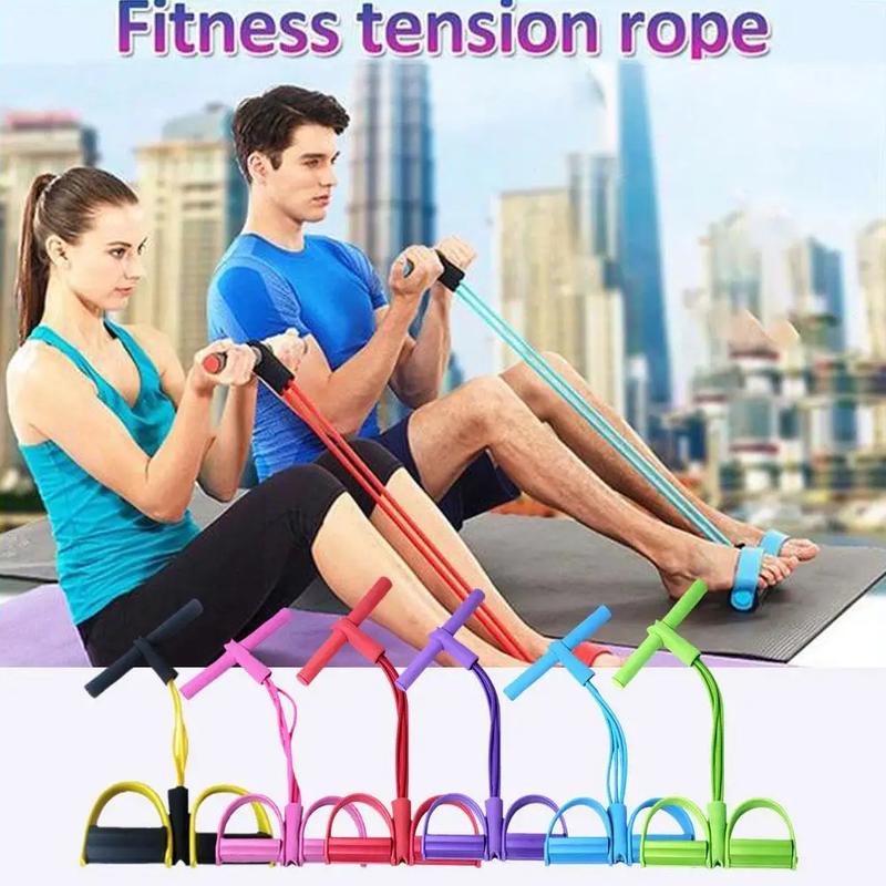 Women Men Multi-Function Tension Rope Fitness Pedal Exerciser Rope Pull Bands