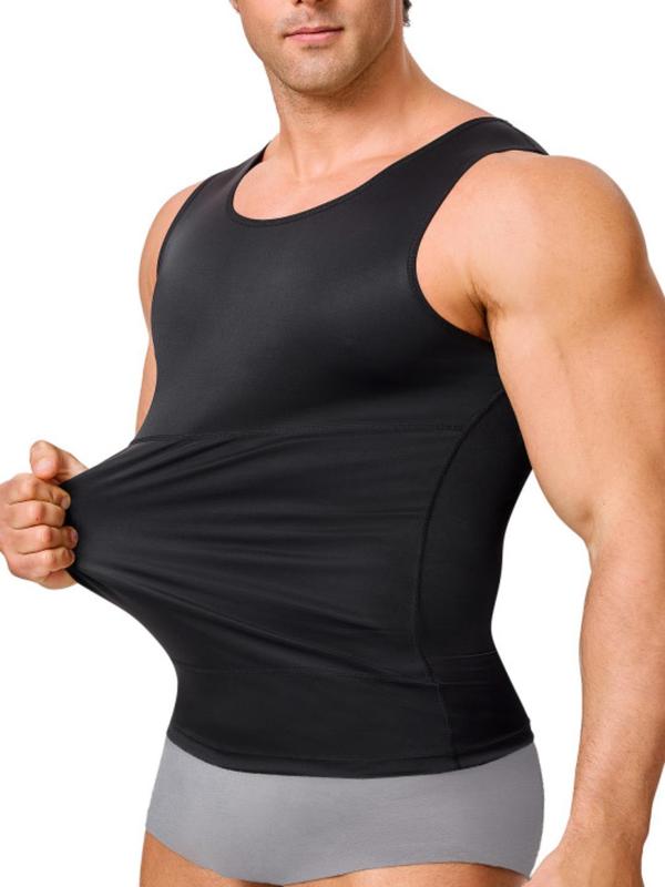 Men's Solid Compression Shapewear Tank Top, Breathable Comfortable Slimming Vest, Compression Shirt, Tummy Control Clothes for Men, Men Shapewear Top for All Seasons, Back To School Wear, Mens Clothing