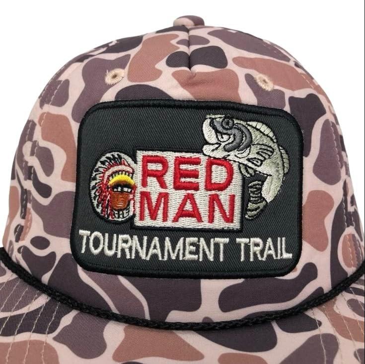 ( Super Sale ) Redman Tournament Trail Retro Camo Snapback Hat with Rope Brim, Outdoor Sports Cap for Fishing, Hunting, Travel, Camping, Perfect Gift for Dad or Boyfriend