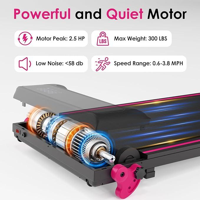 Walking Pad Treadmill with Incline and Lights, Under Desk Treadmill with Incline for Home Office, 3 in 1 Portable Treadmill with LED Display and APP