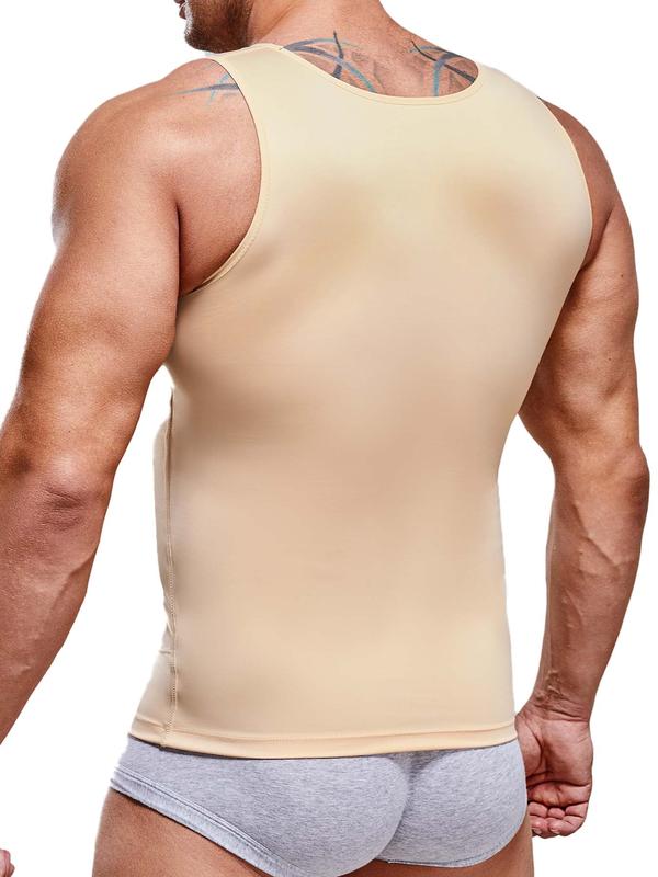 Men's Solid Compression Shapewear Tank Top, Breathable Comfortable Slimming Vest, Compression Shirt, Tummy Control Clothes for Men, Men Shapewear Top for All Seasons, Back To School Wear, Mens Clothing