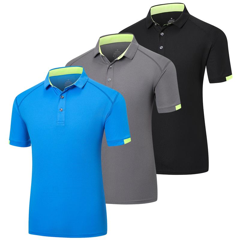 3 Pack Men's Polo Shirts Short Sleeve Breathable Golf Polo Shirts Men's Running Sports T-Shirts