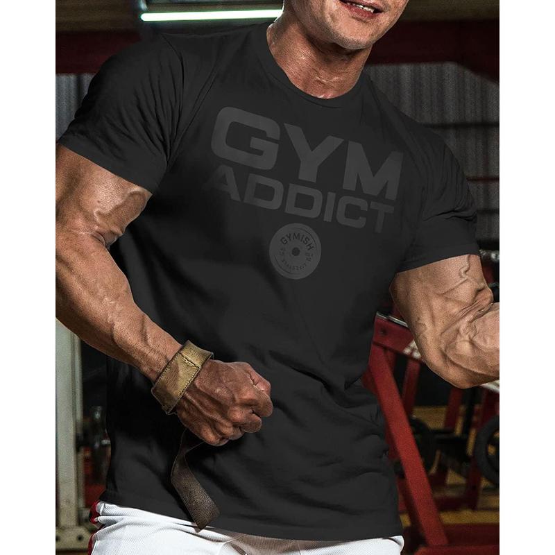 040. GYM-ADDICT Funny Motivational Workout Gym T-Shirt for Men