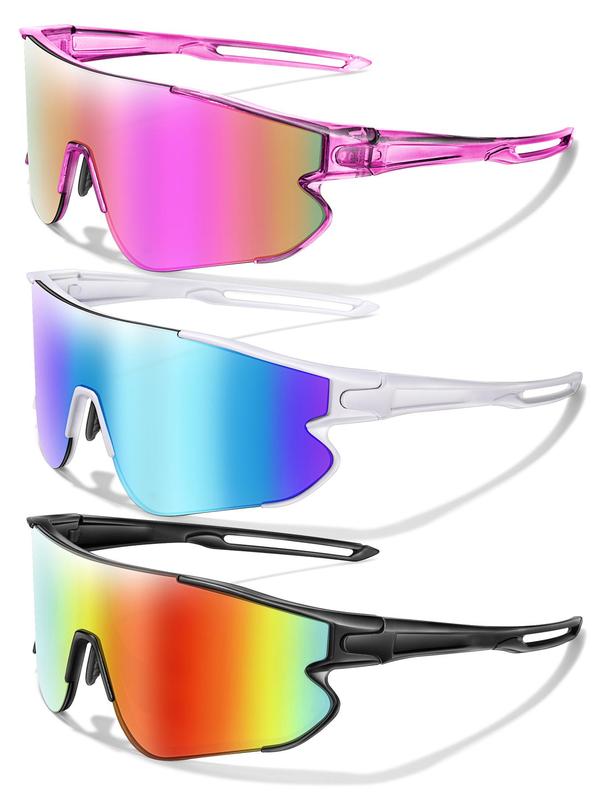 Unisex Sporty Sunglasses, 3 Pairs Outdoor Sports Cycling Hiking Running Sunglasses, Fashionable Sunglasses for Men & Women