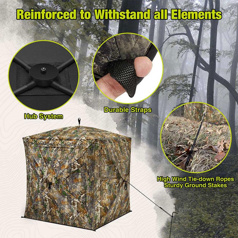 TideWe See Through Ground Blinds With Sliding Windows for Deer Hunting 2-3 Person Hunting Tent